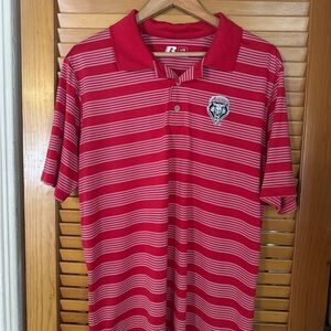 New Mexico Lobos Athletic Red Striped Polo Shirt